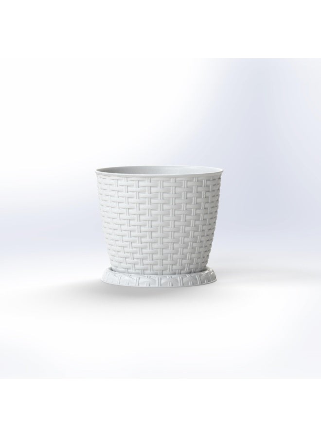 Marcolo Rosa 20cm Rattan Flowerpot, Elegant Rattan Design, Flower Plant Pot (White) - Image 2